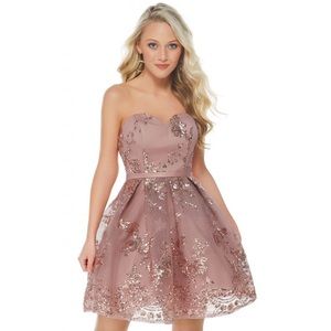 Alyce 2650 Rosewood  Glitter Strapless Party Dress